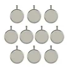 10 шт./лот Круглый Кулон Кабошон Установка 30 мм ободок Камея Драгоценный Камень пустая основа Платиновое покрытие ювелирных изделий DIY составные части ожерелья