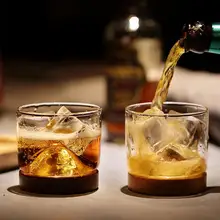 Стакан для виски, маленькое стекло, японский стиль, горное деревянное дно, бокал для вина