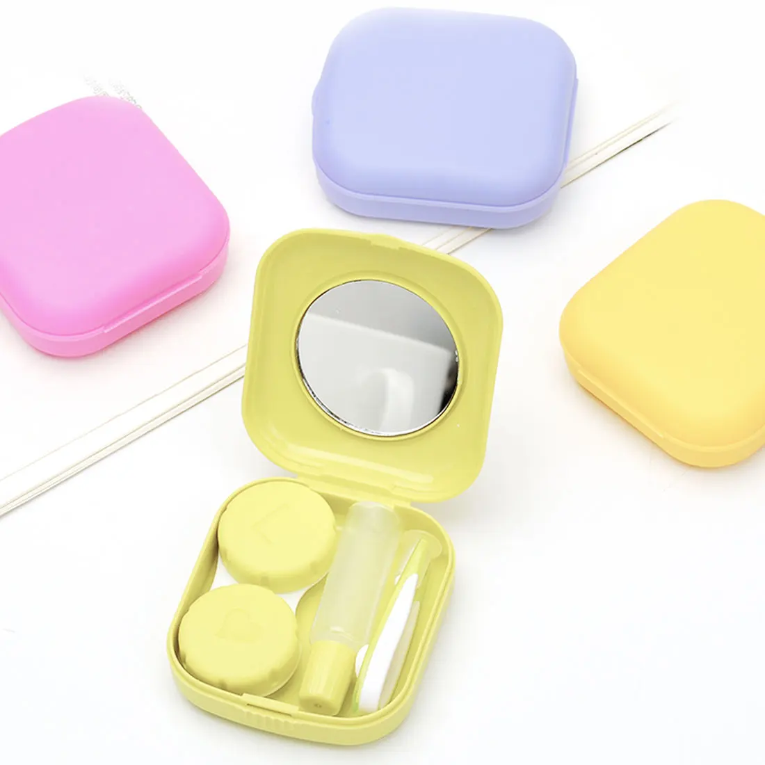 Конфетный цвет линзы коробка контактные линзы чехол с зеркалом для набор для ухода за глазами держатель Контейнер подарок