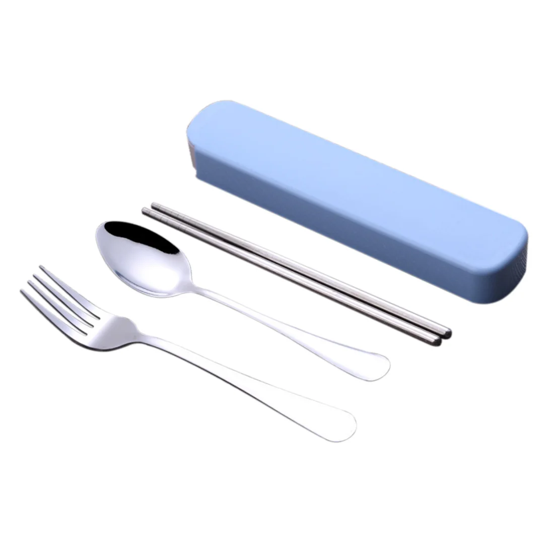 

ITECHOR 3Pcs/Lot High-Grade Portable Camping Eating Utensils Travel Cutlery Tableware Kit - Blue/Pink/Green