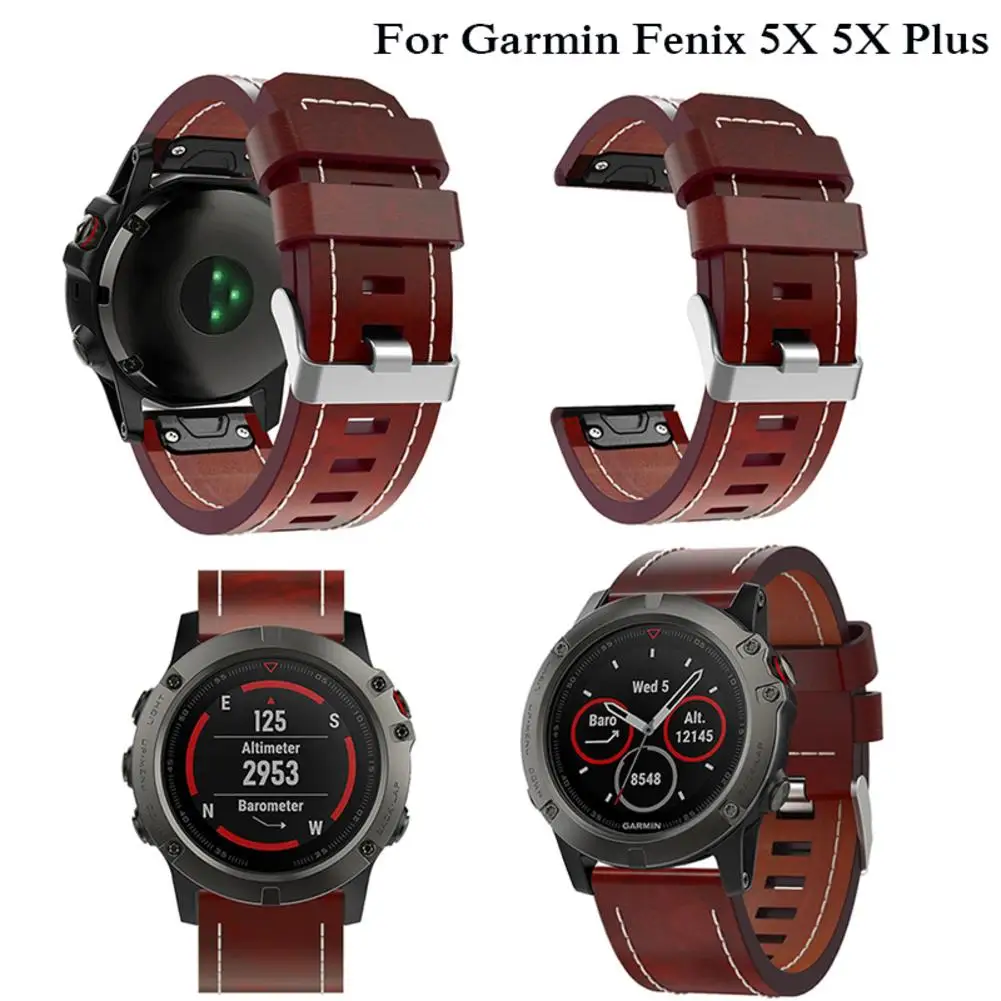 Для Garmin Fenix 5/Fenix 5X/5X plus 26 мм простые быстрые наручные часы на кожаном ремешке