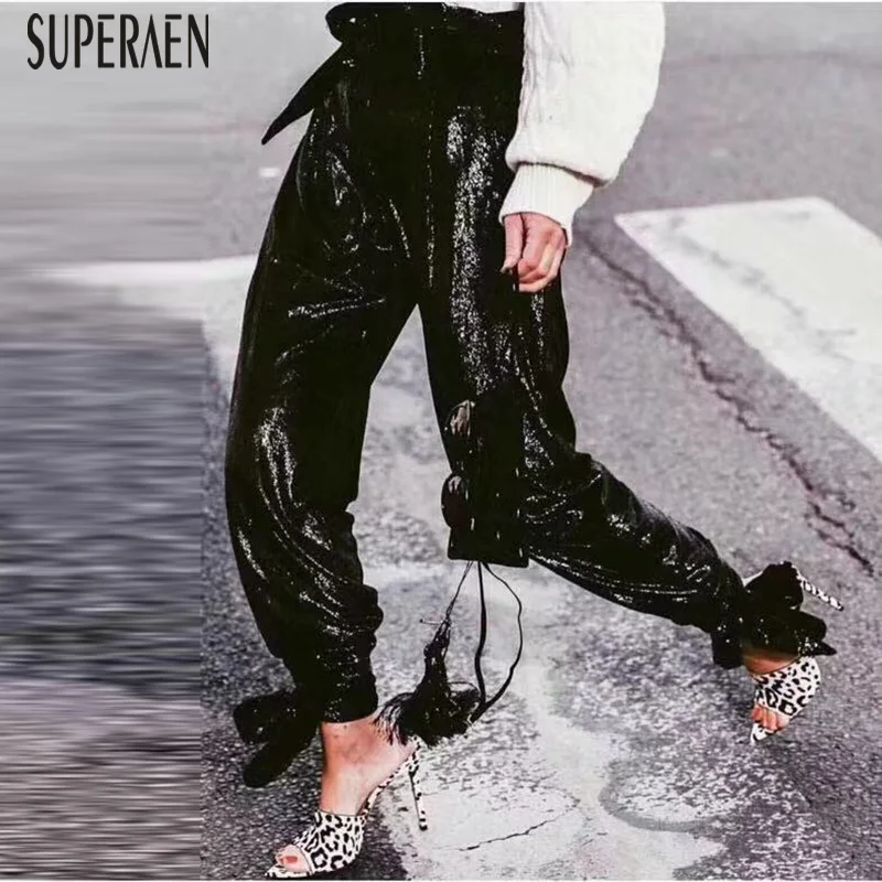 La Nuevo Alta De Primavera Pantalones Lentejuelas Señoras Cintura Salvaje Superaen 2019 Black Moda Las Mujer Ancho znfBIY7qx