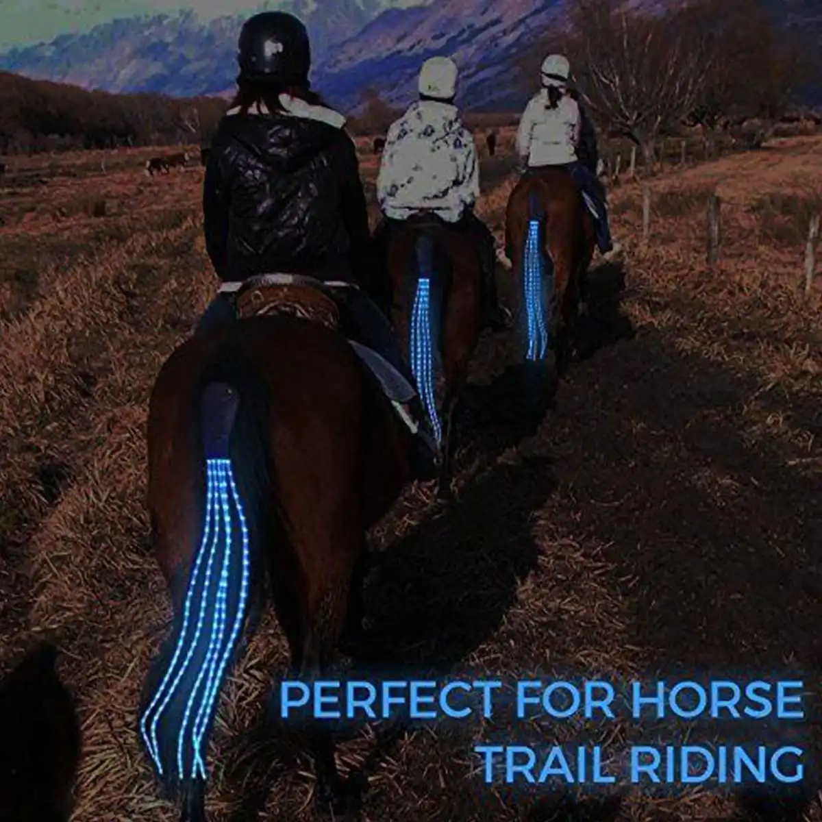 100CM Green Blue Horse Tail USB Lights Chargeable LED Crupper Horse