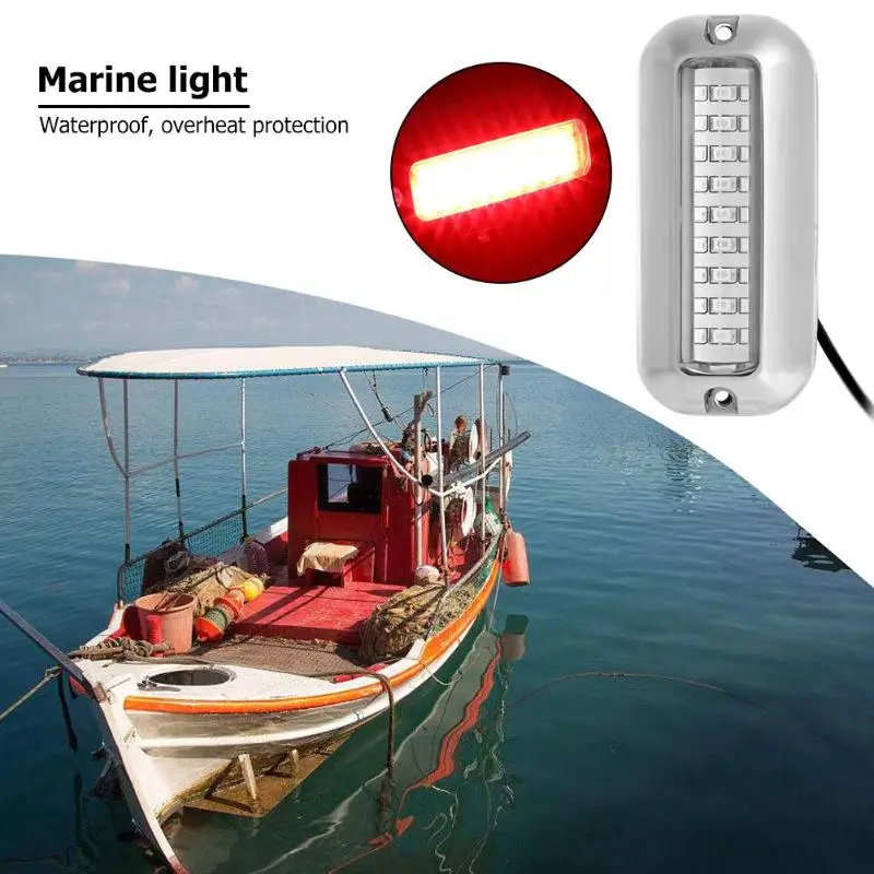50 Вт 27LED красный подводный понтон Морская Лодка транцевые огни IP68