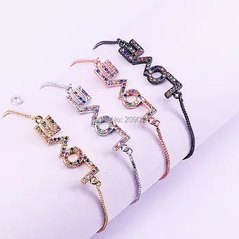 

10Pcs Rainbow CZ Micro Pave Connector Bracelet, Cubic Zirconia Charm Link Chain Bracelets