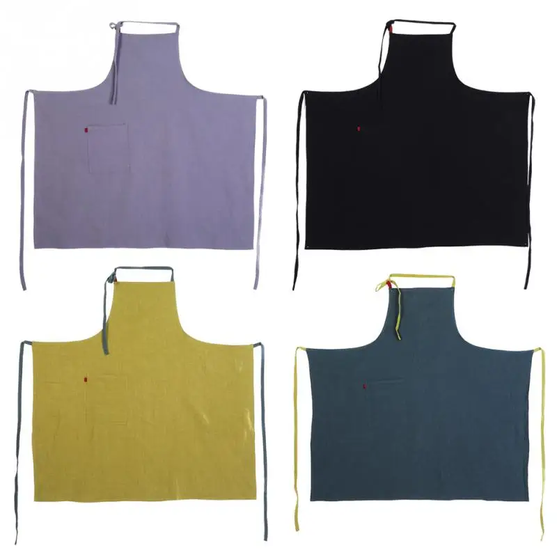 

New Linen and Cotton Large Size Apron Household Restaurant Cooking Chef Kitchen Bib Fits Many Women Or Men