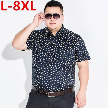 

Plus Size 8xl 7xl 6xl 5xl 4xl Printed Man Casual Shirts Fashion Classic Men Dress Shirt Breathable Men's Short Sleeve Shirt