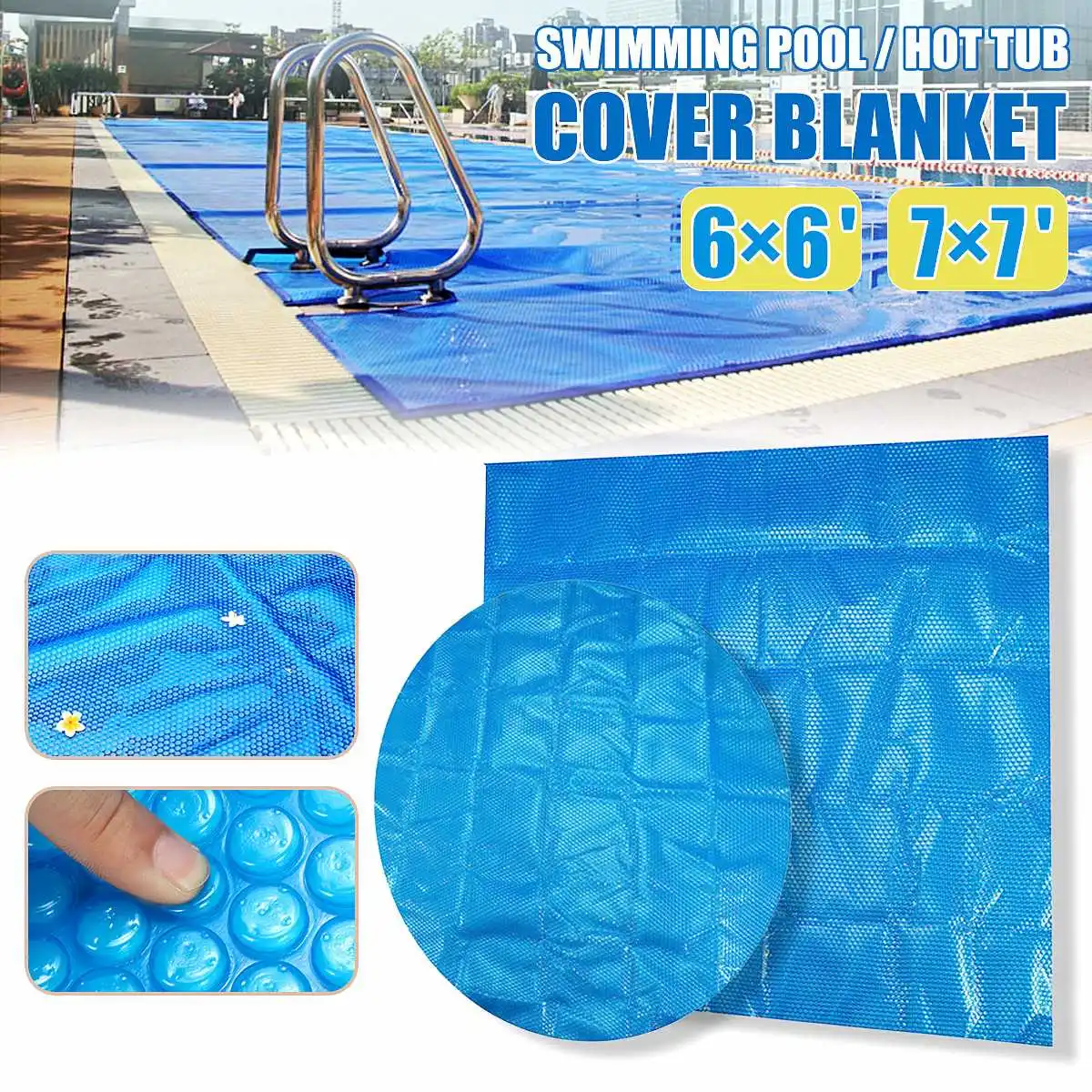 

6ft/7ft Round/Square Swimming Pool Hot Tub Cover Blanket Spa Cover Keep Warm Spa Protector Outdoor Anti-UV Dust Cap