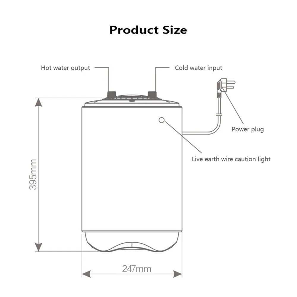 Электрический водонагреватель Xiaomi Viomi Df01, портативный водонагреватель для кухни, ванной комнаты, 6,6 л, 1500 Вт, портативный водонагреватель