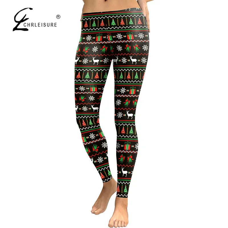 CHRLEISURE Christmas Leggings Women Workout Leggings Slim