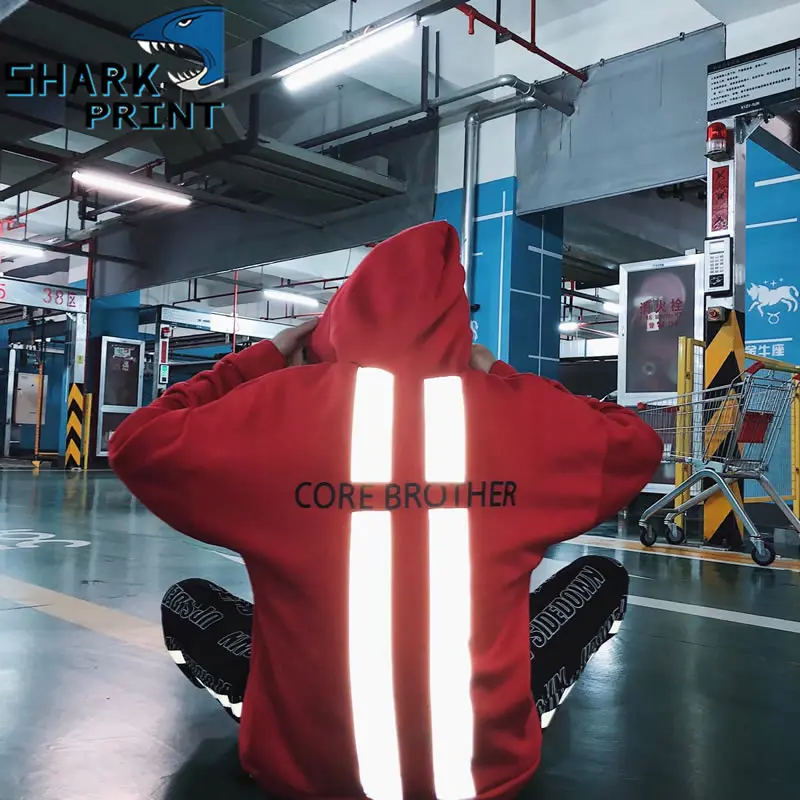 SharkPrint New Reflective Fleece Long-Sleeved Lined Plush Loose-top Casual Skateboard Hoodie Hip-hop Street Type Winter Coat SharkPrint New Reflective Fleece Long-Sleeved Lined Plush Loose-top Casual Skateboard Hoodie Hip-hop Street Type Winter Coat