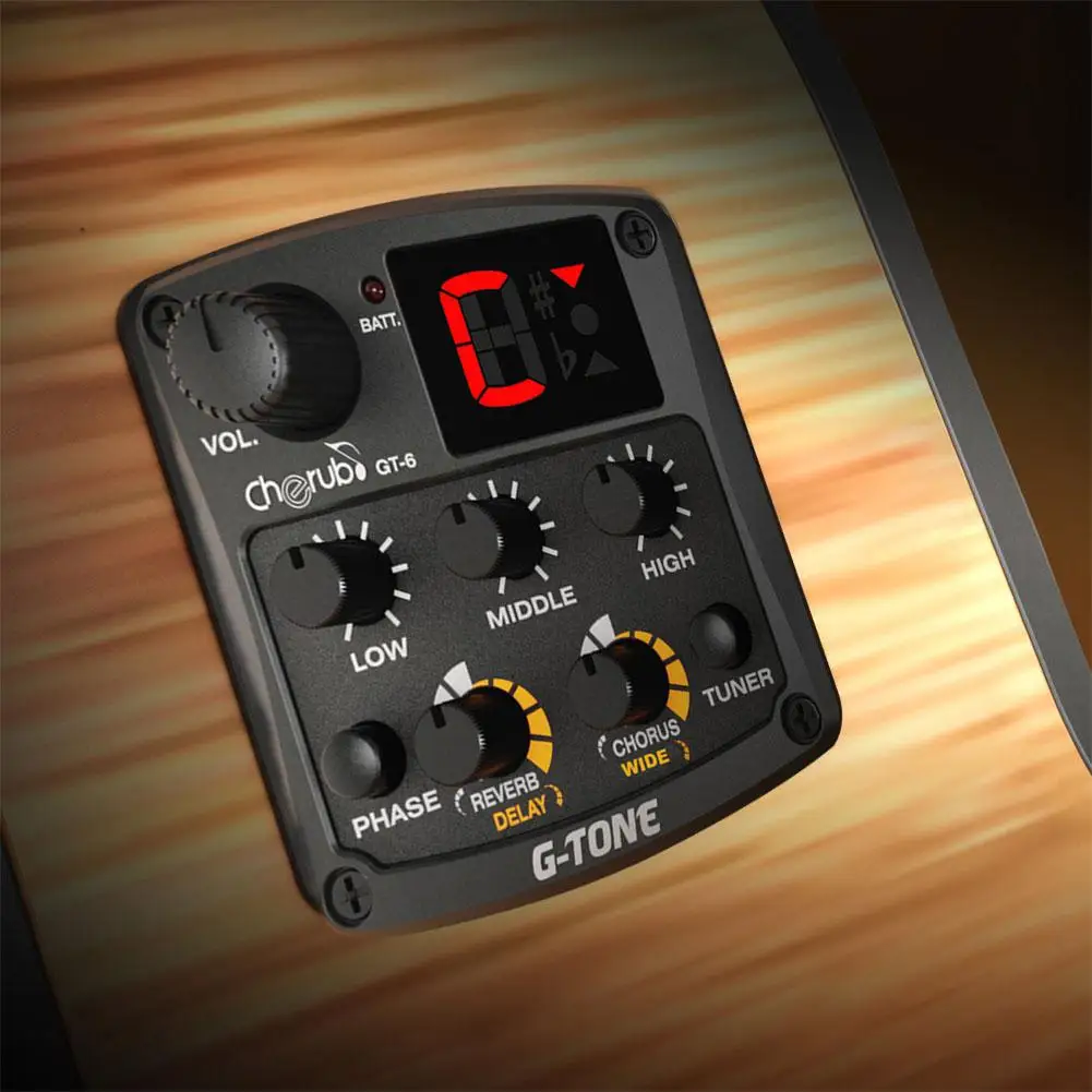 Акустическая гитара Cherub Preamp Piezo Pickup 3 полосный эквалайзер Эквалайзер ЖК тюнер с