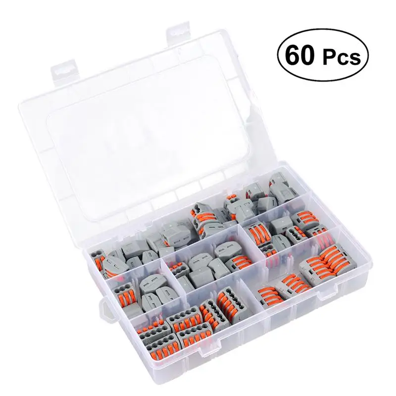 

60Pcs Wiring Connector Terminal Quick Concatenate PCT Wire Connectors Universal Terminals Universal Wiring Artifacts