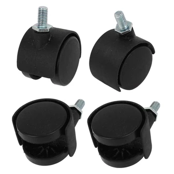 

4 Pcs Plastic Swivel Caster Threaded Stem Caster Wheel 360 Degree Rotation Dual Wheel 8mm Screw Stem 1.5-inch Dia Wheel