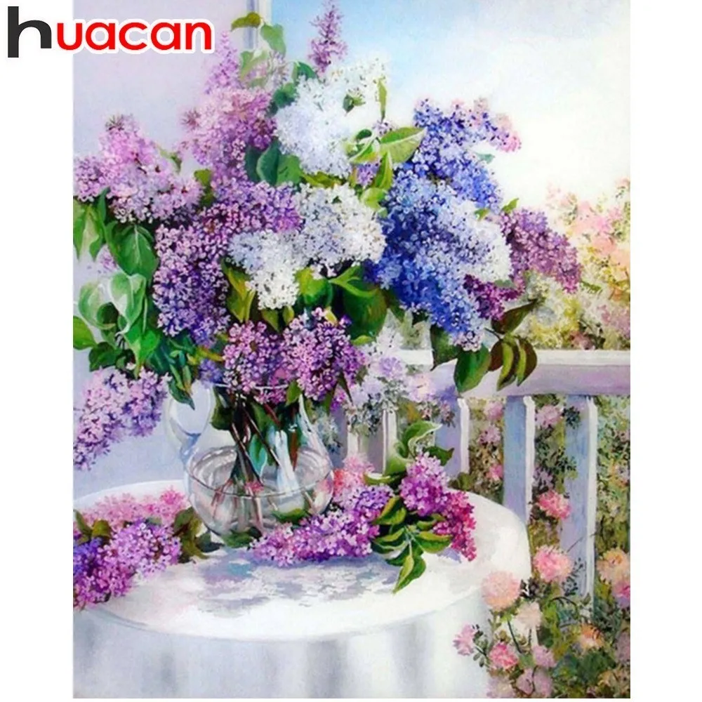 

HUACAN Diamond Painting Flowers Picture Rhinestone Home Decor Full Square Diamond Embroidery Lavender Mosaic Paintings