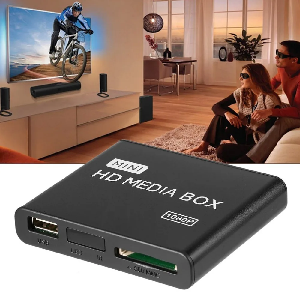 Мини Полный 1080 p HD медиаплеер ящик MPEG MKV/H.264/HDMI AV USB + пульт Поддержка MKV/RM-SD/USB/SDHC/MMC HDD-HDMI