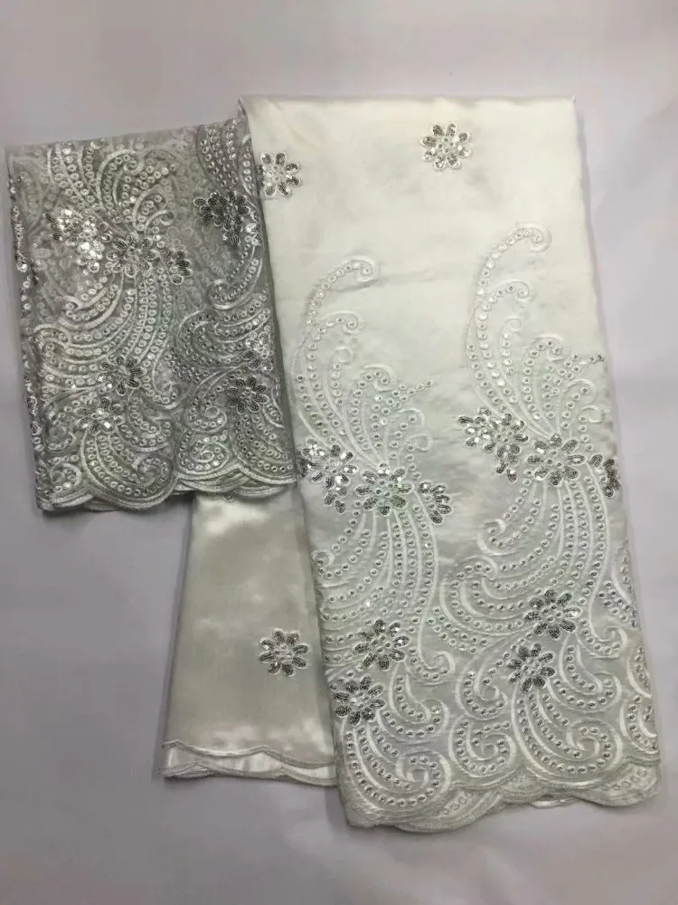

White African George Lace With 2yards Tulle Lace High Quality African George Fabric Material African George Wrapper With Blouse