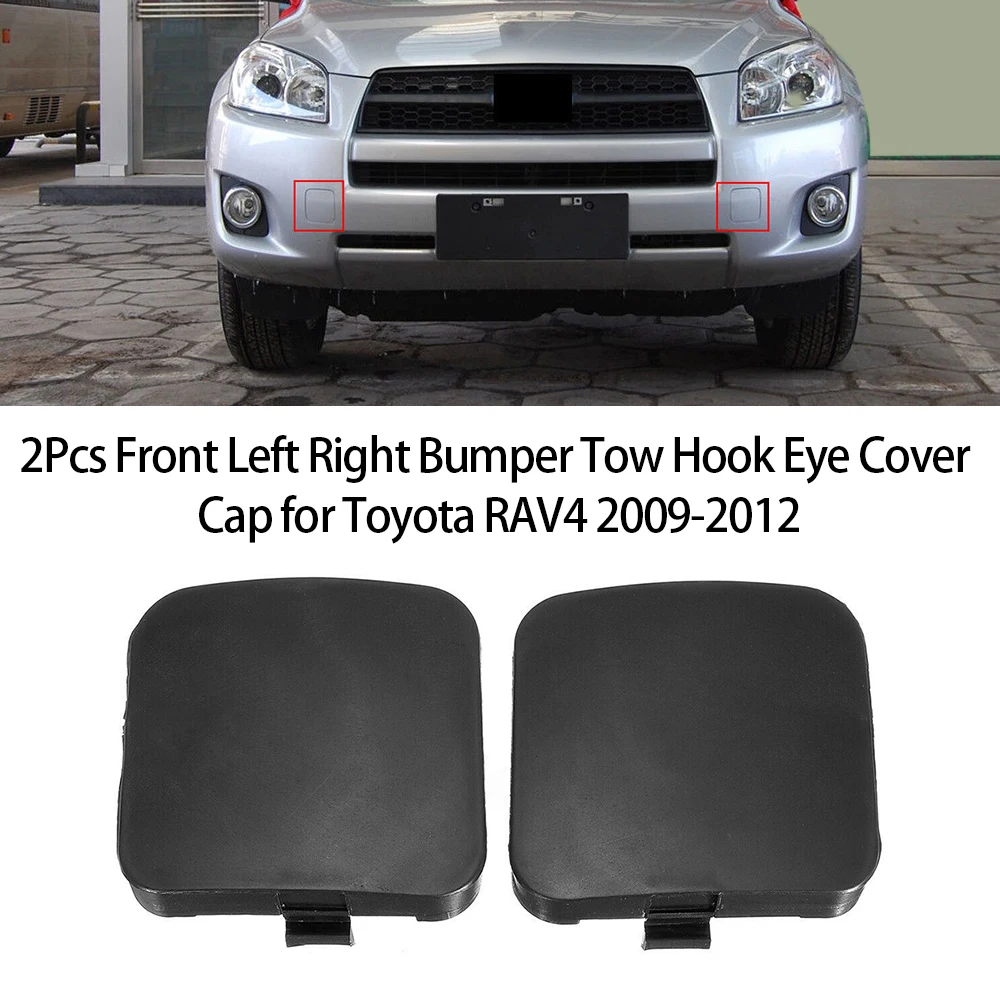 

Tow Hook Cover 2Pcs Front Left Right Bumper Tow Hook Eye Cover Cap 53285-0R907 53286-0R907 for Toyota RAV4 2009-2012