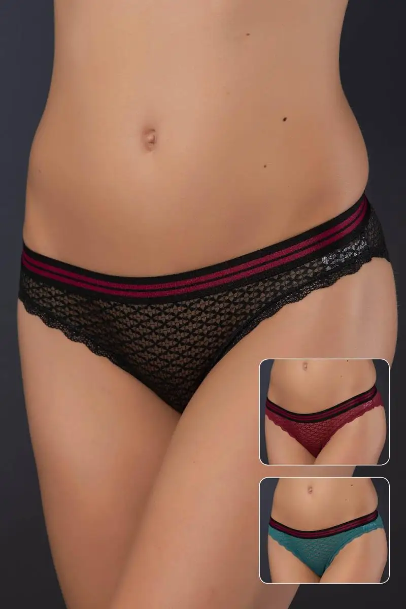 

Black Pearl 3'lü Lacy Panties