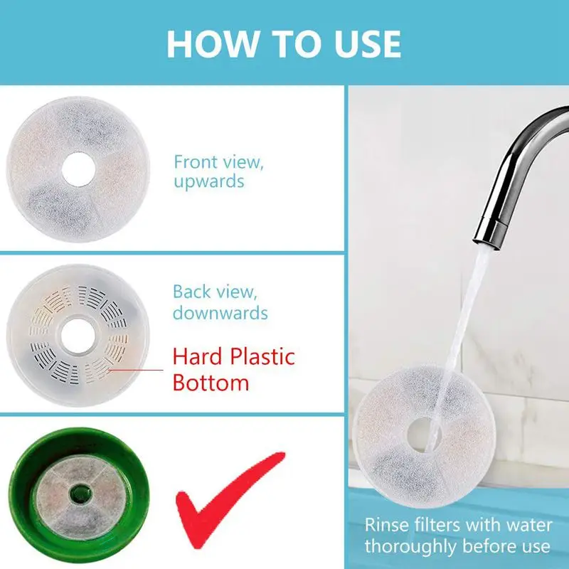 

6 Pack Filters Compatible with Catit Flower Filter & Catit Design Senses - Triple Action Water Softening Filter Replacement Co
