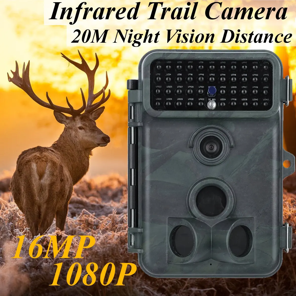 

2.4 Inch 16MP 1080P PIR Sensor Waterproof Trail Camera No Flash Night Vision Portable Infrared Wildlife Hunting Camera Outdoor