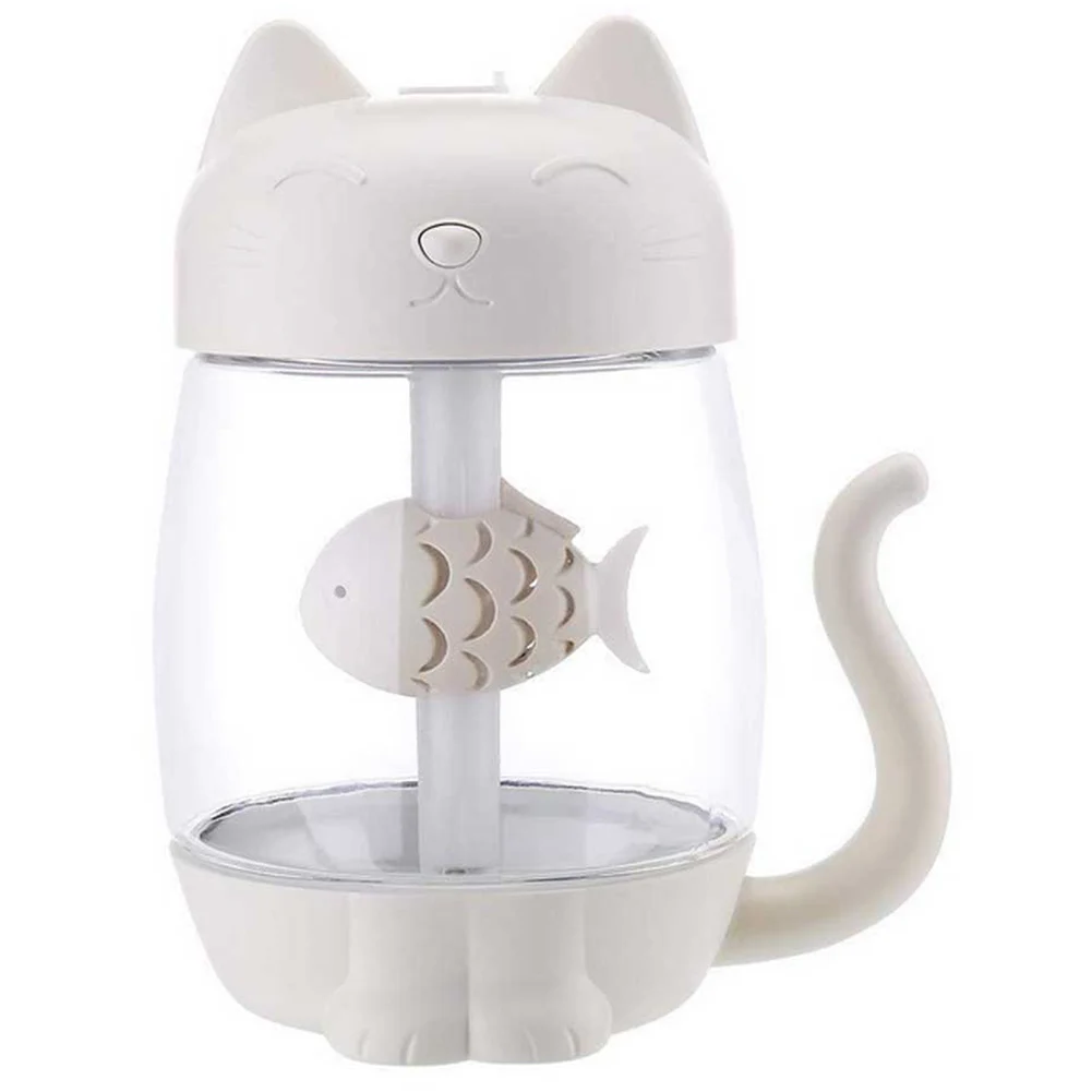 

SANQ 3 In 1 350Ml Usb Cat Air Humidifier Ultrasonic Cool-Mist Adorable Mini Humidifier With Led Light Mini Usb Fan For Home Of