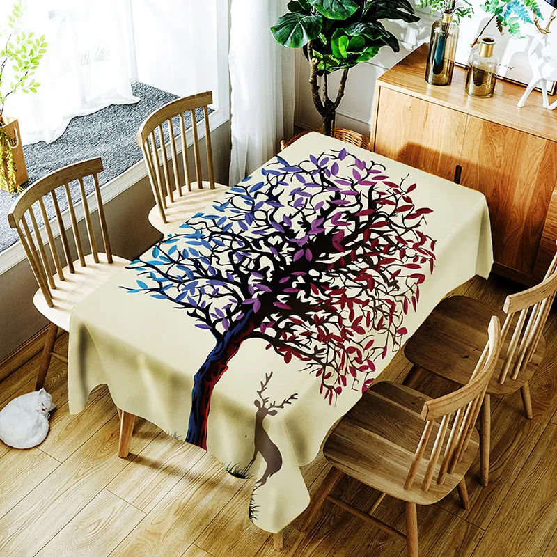 

life Tree Tablecloth Waterproof Dinner Washable Decorative Table Cover Rectangular Tapete Oilproof Home Table Cloths
