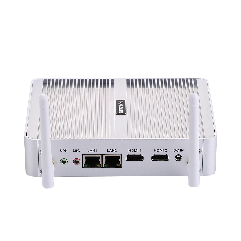 Безвентиляторный мини ПК Intel Celeron N3150 Windows 10/Ubuntu Silver [HUNSN BM04L] (WiFi/2HD/4USB3.0/2USB2.0/2LAN)|Мини