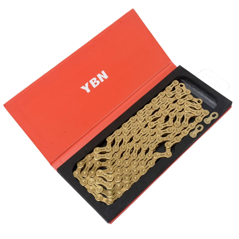 Perfect YBN Ultralight 10 11 12 Speeds Bicycle Chain SLR Gold Hollow MTB Road Bike Chain for M7000 M8000 M6000 30 20 speed 1 Perfect YBN Ultralight 10 11 12 Speeds Bicycle Chain SLR Gold Hollow MTB Road Bike Chain for M7000 M8000 M6000 30 20 speed 1