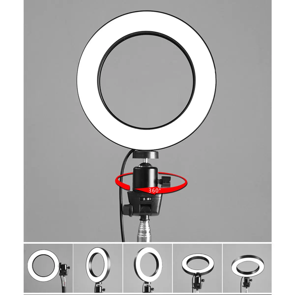 Светодиодный кольцевой светильник для студийной камеры с регулируемой яркостью, 3 режима, 40 Вт, 5500 K, черный, 14,5 см