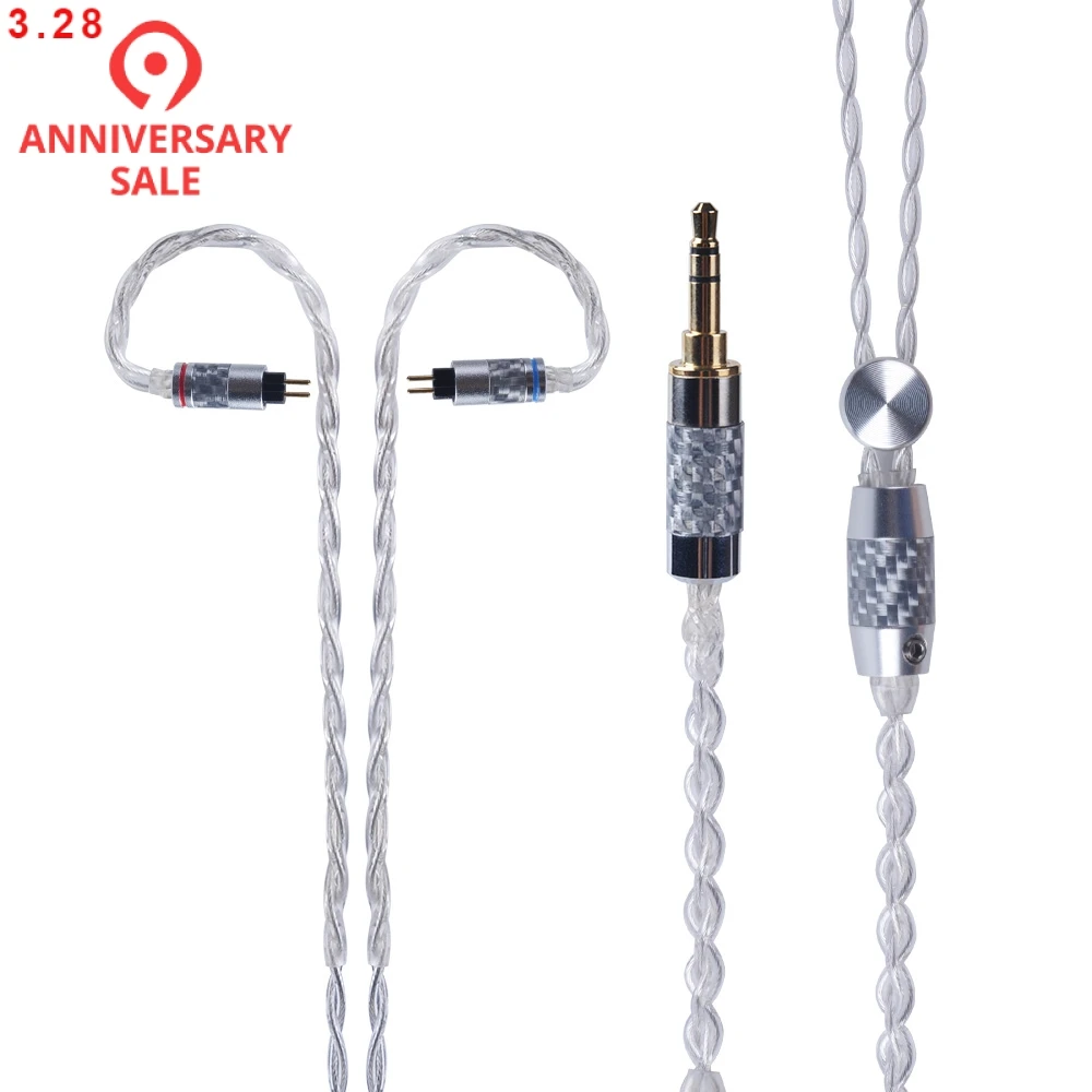 

Yinyoo 4 Core Pure Silver Upgraded Cable 2.5/3.5mm Balanced Cable With MMCX/2pin Connector For KZ AS10 ZS10 ED16 HQ5 HQ6 HQ8