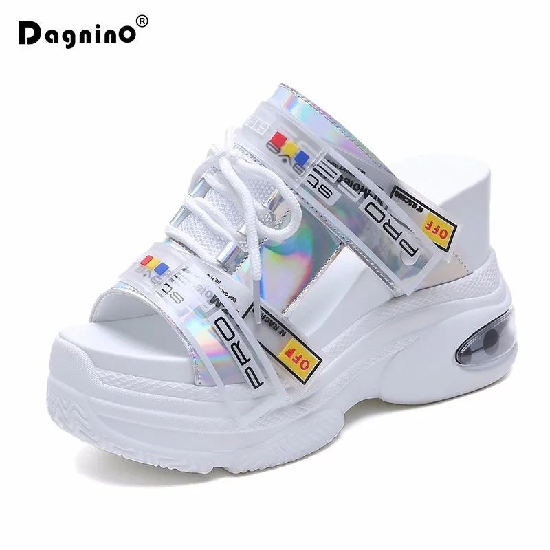 

New Style Women Slippers 11CM Wedge Heels Casual Shoes 2019 Summer Platform Beach Flip Flops High Heel Open Toe Woman Sandals