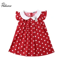 Pudcoco/милые летние красные платья в горошек для маленьких девочек Сарафан для малышей, наряд, платье От 0 до 4 лет