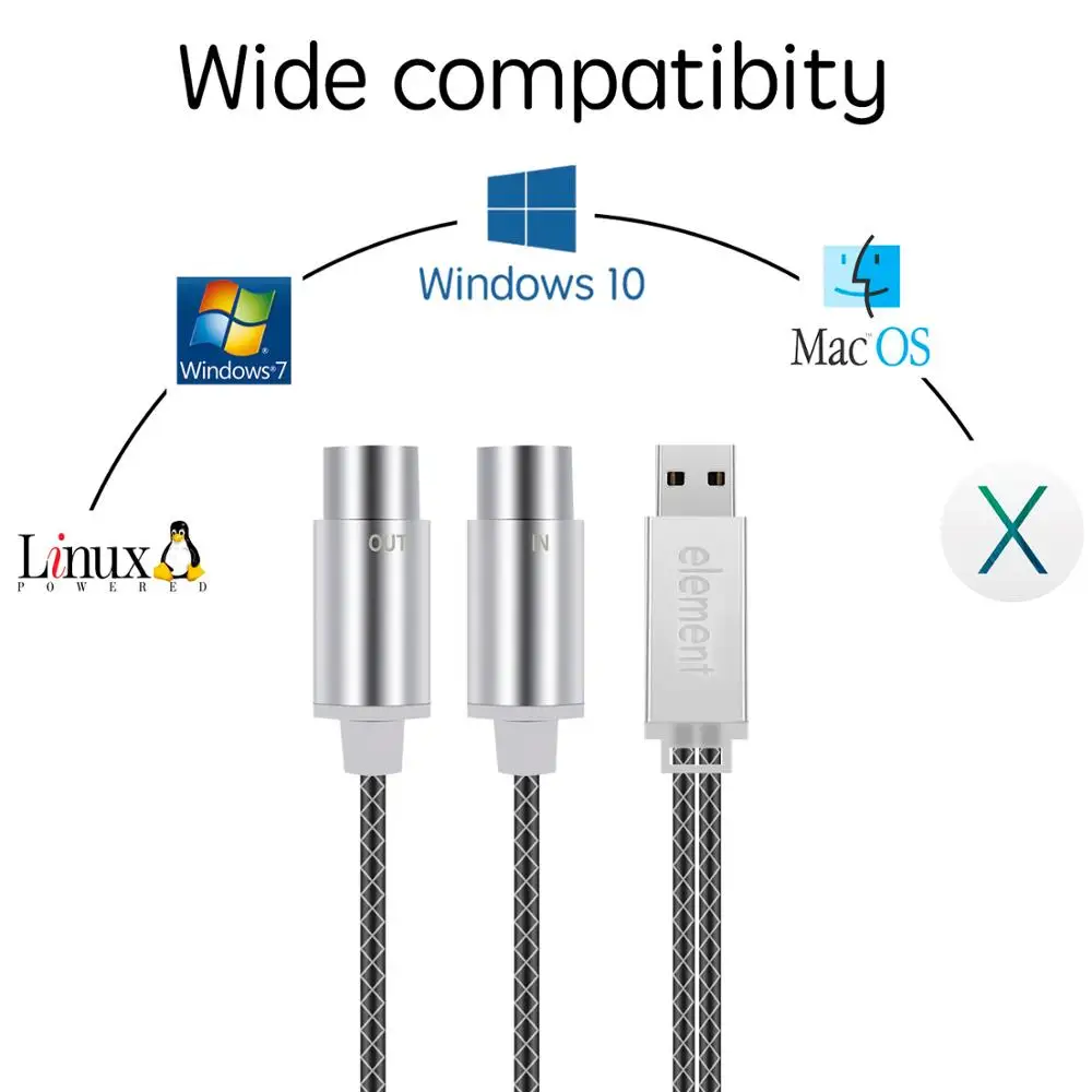 Элемент MIDI кабель к USB IN OUT конвертер профессиональный интерфейс с индикатором