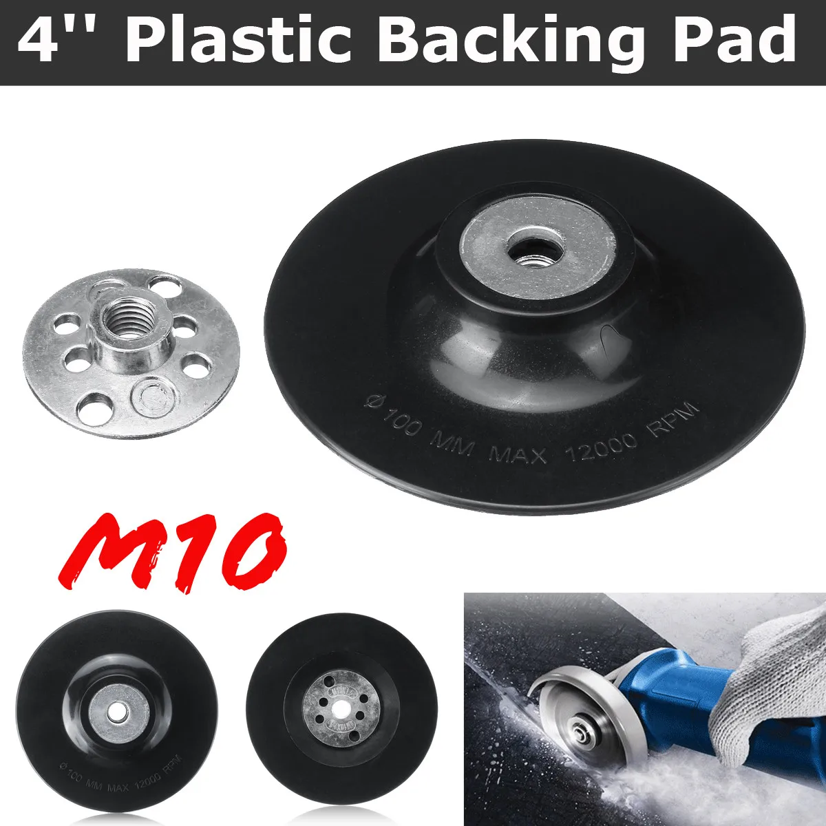 

4 inch 100mm M10 Thread Backing Pad for Sander Polishing Machine Sanding Disc angle Grinder Polisher