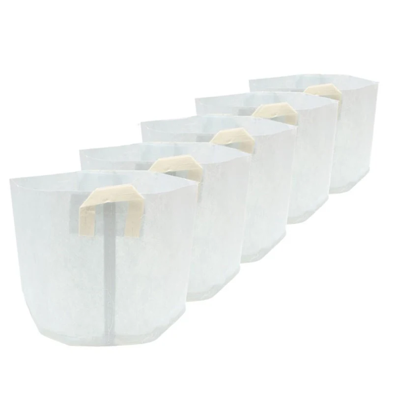 

5x Nonwovens Plant Grow Bags Smart Pots Container White, 50 Gallon