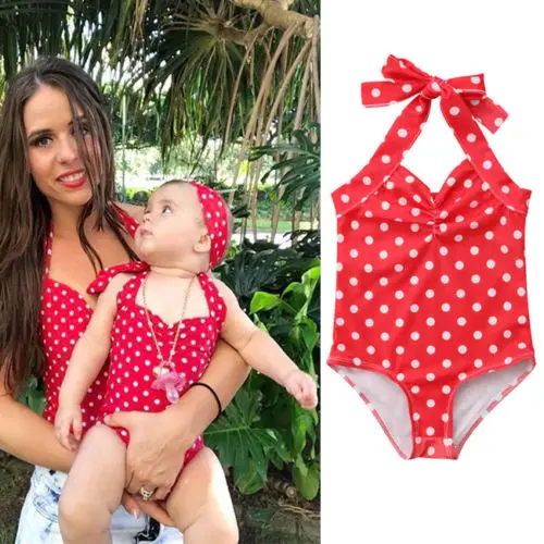 

New Newborn Baby Girls Polka Dot Swimsuit Kids Swimwear Swimming Bikini