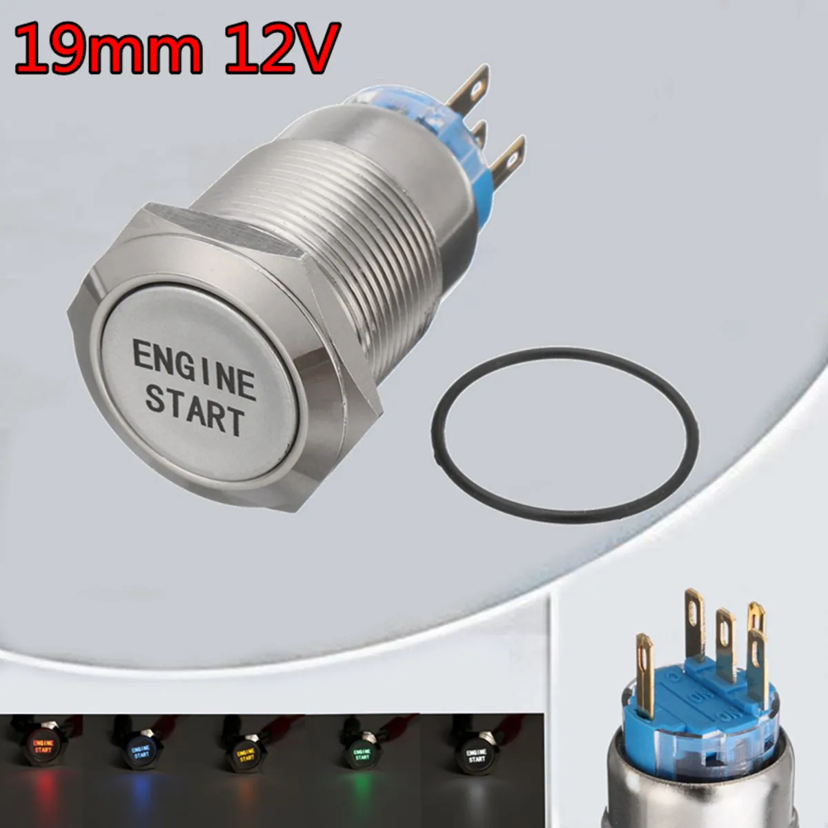12V 19MM Car LED Push Button Switch Engine Start Momentary Starter