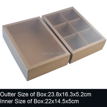 10 шт. 23,8x16,3x5,2 см коричневый скользящий ящик Крафтовая бумага для свадебных сувениров конфеты подарок торт на заказ