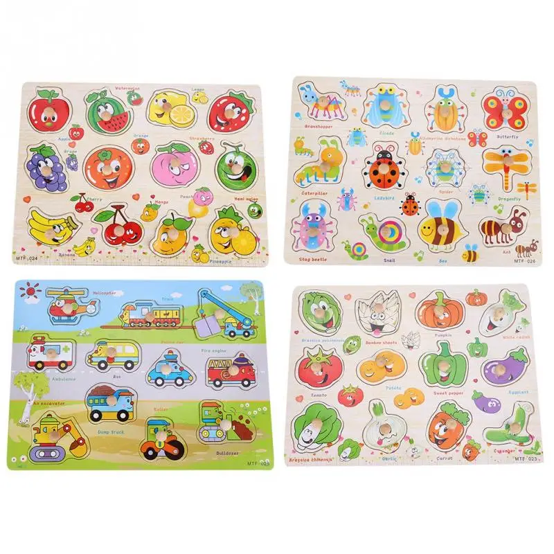 Baby Toys wooden puzzle toy Montessori Hand Grab Board Set
