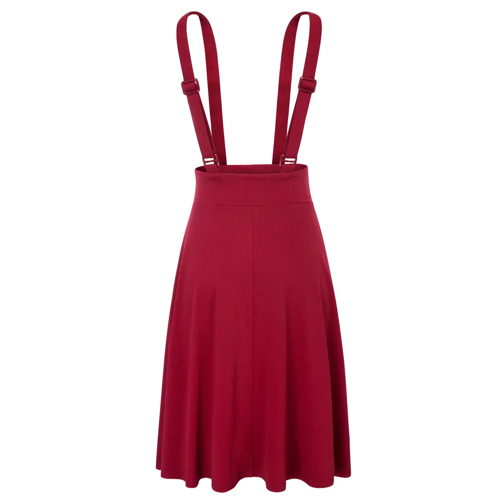 

Women Black Skirt with Shoulder Straps Pleated Skirt Suspender Skirts High Waist Mini School Skirt