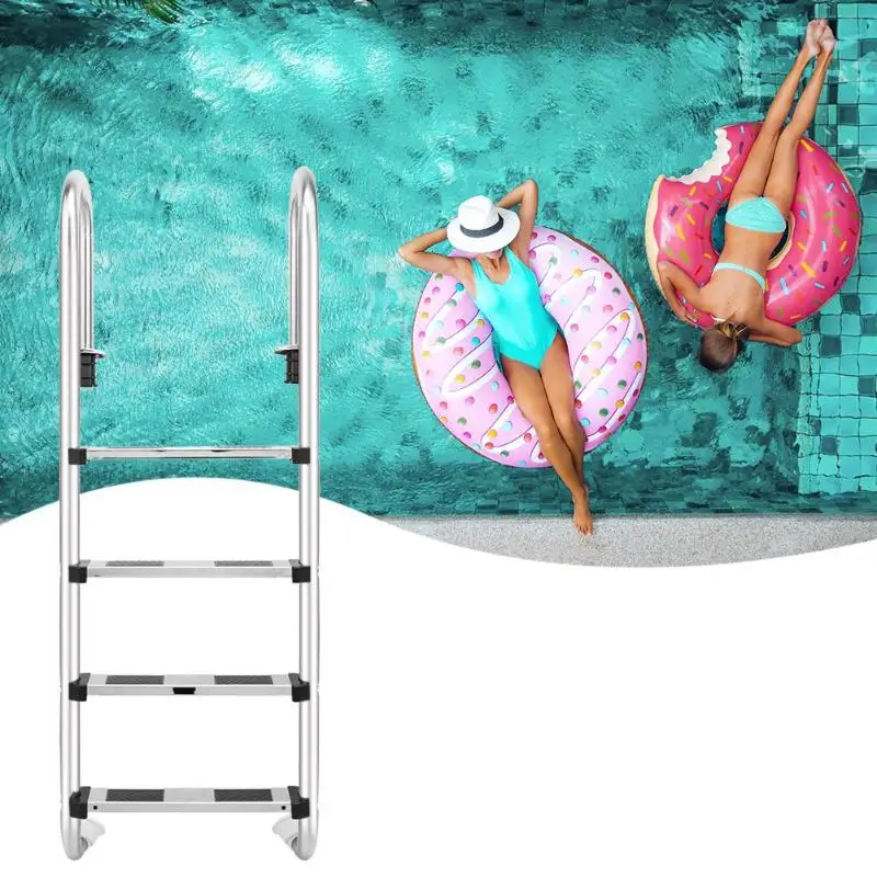 

157cm Height 4 Step Ladder In-Ground Swimming Pool Equipment No Slip Ladder Anti Skid Ladder Suit for 1.4-1.6m Depth SF-415