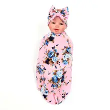 2 шт./компл. милый новорожденный пеленка для сна обертывание младенец Бант Цветок печати одеяло Повязка На Голову повседневные аксессуары для фото