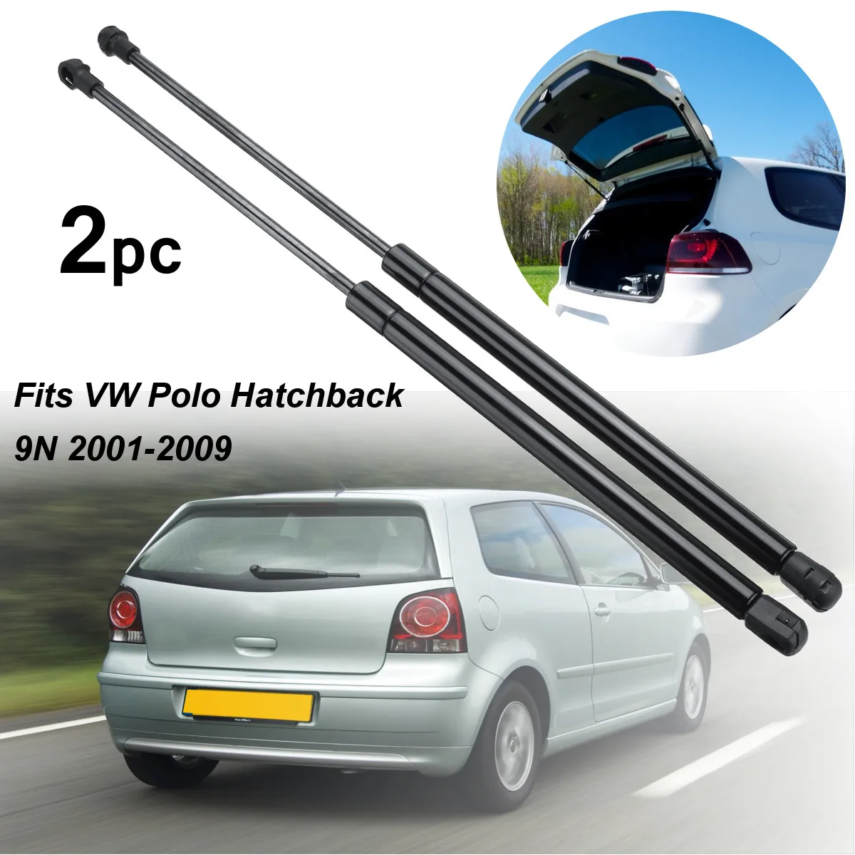 2Pcs Car Tailgate Boot Gas Struts Support Lifters For VW for Polo Hatchback 9N 2001-2009 6Q6827550C