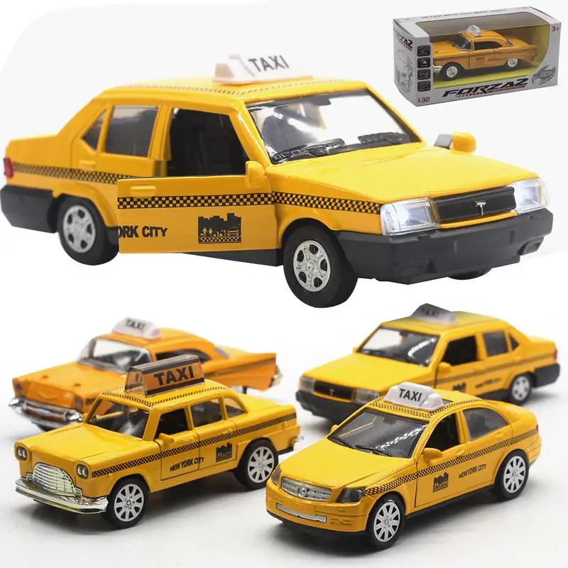 

1:32 Taxi Model Simulation Car High Simulation Ford Lada Benz Model Musical Flashing Diecast Metal Toy Model