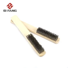 5 шт. 6x16 ряд деревянной ручкой нержавеющая сталь провода кисточки для металла накипи для чистки и полировки