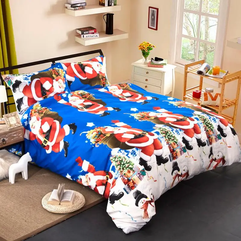 

Santa Claus Breathable Christmas Noel Three-piece Bedding Set Xmas 3Pcs Bed Sheet Duvet Cover Set Pillowcase Bedding Set