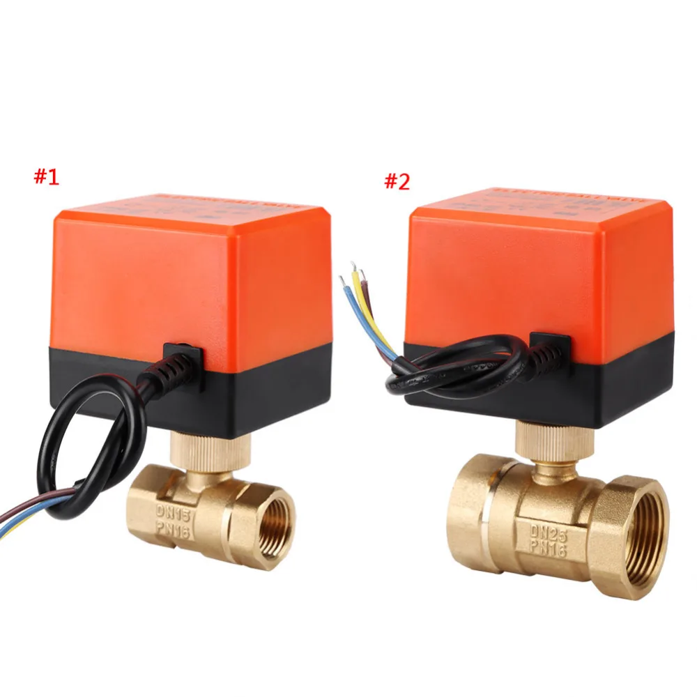 

AC 220V DN15 DN25 Brass Electric Motorized Ball Valve 2 Way 3-Wire 1.6Mpa Thread 90 Degree Rotation for water gas oil