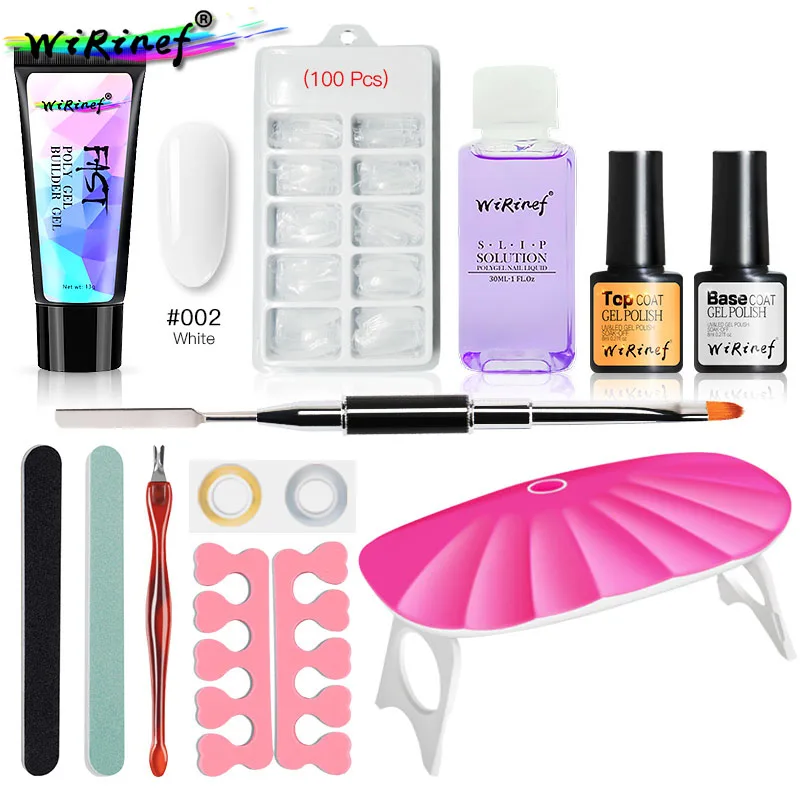 

WiRinef Poly Gel Kits Nail Art French Nail Art Clear Camouflage Color Nail Tip Form Crystal UV Gel Polygel Brush Nail Gel Set