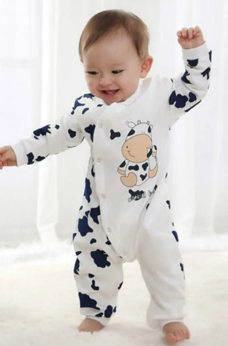 Cute Cow Newborn Girls Boys Clothes Baby Outfit Infant Romper Cow Print